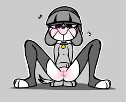 anthro bean_smile before_sex black_panties blush blushing_at_viewer blushing_female canine collar dog_collar dog_ears dog_girl dog_tail doggy_style excited female female_focus female_only fifi_(somemf) furry_ass grey_hair hat hips la_tiapat legs legs_open legs_up nose panties paws pink_pussy poodle pussy pussy_juice pussy_juice_drip pussy_lips slim_body slim_female slim_legs smile smiley_face smiling_at_viewer white_body white_fur white_skin