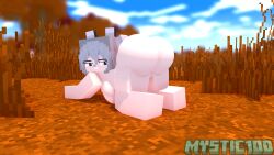 autumn big_ass big_booty big_butt huge_ass huge_butt looking_back lucy_the_wolf mine-imator minecraft mystic100 naked naked_female nude nude_female pale-skinned_female pale_skin wolf_(minecraft) wolf_ears wolf_girl wolf_tail