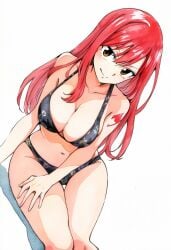 1girls ai_assisted big_breasts bikini breasts busty cleavage color curvy erza_scarlet fairy_tail female female_only jei_games long_hair looking_at_viewer red_hair smile solo thick_thighs wide_hips