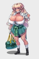 1girls breasts_bigger_than_head bursting_breasts gyaru huge_breasts jun-char jun_char looking_at_viewer solo_female tagme