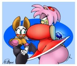 2girls amy_rose angry anthro ass bat bat_wings blush breast_envy breasts chaos_emerald envious envy eyelashes female female_focus female_only furry green_eyes hairband hedgehog hedgehog_humanoid hips hyper hyper_breasts large_ass large_breasts panties pink_fur pink_hair rouge_the_bat sega sonic_(series) sonic_the_hedgehog_(series) underwear white_hair wide_hips xanderdwulfe