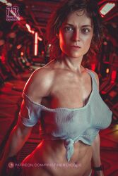 1girls alien_(franchise) breasts breasts brown_hair brown_hair brown_hair_female brunette_hair clothed clothed_female ellen_ripley female female_focus female_only light-skinned_female light_skin pristinerenders revealing_clothes sci-fi solo solo_female solo_focus