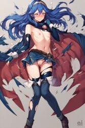 ai_assisted ai_generated battle_damage blue_hair blush embarrassed embarrassed_nude_female enf female female_only fire_emblem fire_emblem_heroes lucina_(fire_emblem) nintendo nipples pussy small_breasts torn_clothes torn_clothing