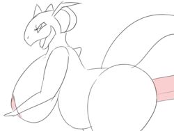 all_fours animated anthro anthrofied ass balls big_breasts big_butt breasts disembodied_penis doggy_style female from_behind_position male nidoqueen nintendo open_mouth pcred566 penis pokemon pokemon_(species) sex sketch smile video_games