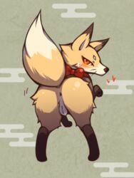 anus ass bow canine edit female feral fox kemono looking_back low_res mammal omunikin pussy rear_view ribbons solo uncensored