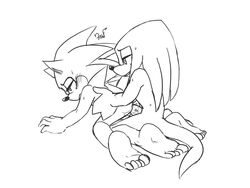 2boys 4:3 all_fours anal anthro barefoot duo echidna eulipotyphlan furry gay hedgehog hi_res knuckles_the_echidna krazyelf male male/male mammal monochrome monotreme nude penis sonic_(series) sonic_the_hedgehog sonknux testicles text watermark yaoi