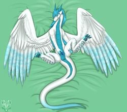 anus dragon female feral green_background horn icy-marth pussy simple_background solo spreading wings