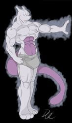 dischimera male male_only mewtwo muscular nintendo pokemon pokemon_(species) solo standing tail