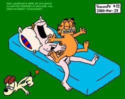 2000 3boys after_anal anal anal_penetration anal_sex anthro bed cat clenched_teeth closed_eyes dog domestic_cat domestic_dog erection funny furry garfield_(series) garfield_the_cat green_background human_on_feral humanoid humanoid_#22_(artist) humanoid_(artist) humanoid_feet humanoid_hands interspecies jon_arbuckle male male_on_feral male_only mouth_open ms_paint nude odie orgasm_face pained_expression pillow rape simple_background size_difference smile spread_legs wince zoophilia