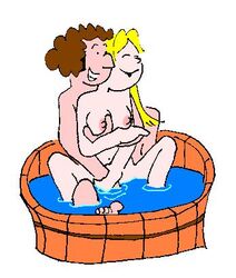 1girls bath bathing blonde blonde_female blonde_hair blonde_hair_female breasts brown_hair companion_(doctor_who) doctor_who female fourth_doctor lalla_ward male male/female naked naked_female naked_male nipples nude nude_female nude_male pink_nipples romana_(doctor_who) straight tagme the_doctor tom_baker