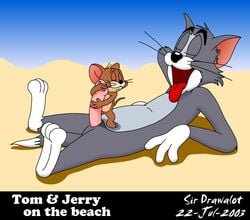 2003 2boys anthro english english_text furry gray_fur jerry_mouse male_only penis sir_drawalot tom_and_jerry tom_cat