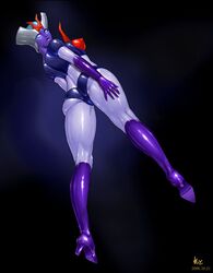 1girls 2006 ass blank_eyes blue_sclera breasts cameltoe curvaceous female high_heels humanoid large_breasts looking_at_viewer mazinger mazinger_z mecha minerva_x nipples robot_girl solo thick_thighs wide_hips zen_and_retro