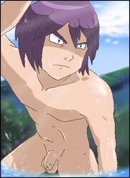 1boy irene male_only nintendo nude paul paul_(pokemon) pokemon purple_hair shinji_(pokemon) tagme