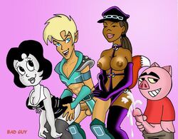 bad_guy bisexual dark-skinned_female dark_skin drawn_together female foxxy_love interracial spanky_ham strap-on toot_braunstein xandir_p._wifflebottom