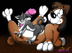 2003 2004 8horns animaniacs anthro canine cat dog feline female fur furry furry_only interspecies male mammal rita_(animaniacs) rita_and_runt runt_(animaniacs) sploot straight