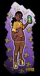 big_ass big_lips bimbo black_hair crop_top dark-skinned_female dark_skin disney disney_princess female fishnets high_heels hourglass_figure open_toe_shoes small_breasts srpng the_princess_and_the_frog thigh_grab thong tiana tied_shirt