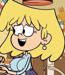 accurate_art_style blonde_hair conscious edit erect_nipples huge_breasts lori_loud nipples nipples_visible_through_clothing screenshot smile straight_hair the_loud_house third-party_edit