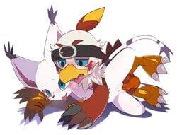 1boy artist_request blue_eyes digimon digimon_(species) female furry gatomon hawkmon penis pussy sex tailmon uncensored