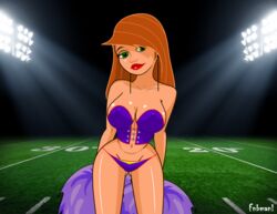 1girls cheerleader corset disney female female_only fnbman kim_possible kimberly_ann_possible large_breasts nipple_bulge panties pom_poms solo