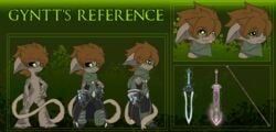 asura balls brown_hair costume dagger green_eyes guild_wars gyntt hair haplorhine humanoid invalid_tag mammal melee_weapon model_sheet monkey monkey_boy nude penis primate staff tongue twili_z video_games weapon