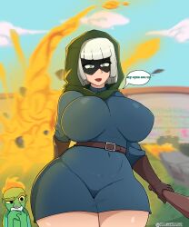 bandit_(clash_royale) breasts breasts_bigger_than_head busty clash_(series) clash_royale clothing female kagekao looking_at_viewer thin thin_waist voluptuous_female