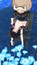 3d black_body blender breasts breasts_out columbina_(genshin_impact) defeat defeated defeated_heroine eyes_half_open female genshin_impact hilichurls_(species) missionary missionary_position nonconsensual nude_female raped_by_monster raped_female thunderanim