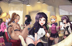 6+girls 6girls ahe_gao angry_dom artist_name bare_shoulders barefoot black_hair black_panties blonde blonde_hair blue_eyes blush bob_cut bondage breasts brown_hair brunette captured carreh chain chains cleavage clitoris clothed_female_nude_female clothing collar collarbone container copyright_request cum cum_in_pussy dark_skin erect_nipples feet female_only female_penetrated femdom femsub fingering fingering_self g.i.r.l.s. gloves hairband happy_female holding holding_chain holding_object horny_female indoors kerschan knife leash leash_and_collar leash_pull leashed leisa lesbian lesbians lezdom lezsub long_hair masturbation miniskirt multiple_doms multiple_females multiple_girls multiple_subs nipples nude_female onigensou open_mouth panties pink_clothes pink_clothing pink_skirt ponytail purple_hair pussy pussy_juice red_eyes sad_sub sakrin saliva sex shiny shiny_skin shocked short_hair skirt small_breasts standing tank tentacle tessa_raynard tied_hair tongue uncensored underwear unhappy_female virginia_klütz watermark yellow_hair yuri