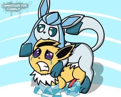 2016 anal anal_sex animal_genitalia animal_penis blue_eyes canine duo eeveelution erection feral forced fur glaceon ice jolteon male mammal nintendo penetration penis pokefound pokemon rape sex simple_background stuck_in_ice tears video_games yaoi