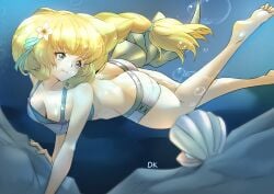 alluring alternate_costume ass ass_cleavage ass_crack back bangs bare_legs bare_thighs barefoot big_ass bikini blonde_hair braid braided_ponytail breasts butt_crack clam cleavage deekei female female_only fire_emblem fire_emblem:_three_houses fire_emblem_heroes green_bikini green_eyes green_swimsuit ingrid_brandl_galatea ingrid_brandl_galatea_(summer) intelligent_systems legs long_hair medium_breasts nintendo official_alternate_costume shell smile solo swimsuit thick_thighs thighs underwater very_long_hair