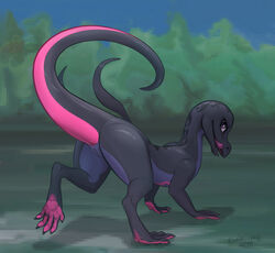 1girls all_fours anus ass back big_ass claws feet female feral grass grey_skin half-closed_eyes kodardragon leg_up licking licking_lips looking_at_viewer looking_back nintendo nude open_mouth outdoors pink_skin pokemon pokemon_(species) pokemon_sm purple_eyes purple_skin pussy raised_tail salazzle scalie seductive smile soles solo tail text thick_thighs toes tongue tongue_out video_games