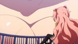 2girls animated bouncing_breasts breasts breasts_bigger_than_body charlotte_scherzen clothed_female female funny giantess human knocked_down minimi_nimi multiple_girls nipple_poke nude_female screencap valkyrie_drive valkyrie_drive_-mermaid- veiny_breasts