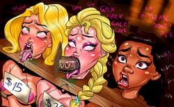 3girls :>= after_deepthroat after_oral ahe_gao ahegao black_hair blonde blue_eyes bondage breasts broken_rape_victim brown_eyes choking cleavage crossover cum cum_in_throat cum_on_tongue cum_out_throat dark-skinned_female dark_skin deep_blowjob deepthroat disney disney_princess dollar_sign elsa_(frozen) english english_text exhibitionism eyeshadow fairy_tales fellatio female frozen_(film) gag gagging green_eyes hans_christian_andersen humiliation imminent_deepthroat imminent_oral imminent_rape interracial ironcoin irrumatio large_penis lipstick literature makeup mind_break mindbreak moana moana_waialiki nipples objectification open_mouth oral oral_rape oral_sex pacific_islander penis petite pillory pleading polynesian price public_domain public_use rape rapunzel rope royalty sex_slave shiny shiny_skin sign slave slavegirl tangled teen teenage_girl teenager text throat throat_fuck tongue_out unseen_male_face veiny_penis young