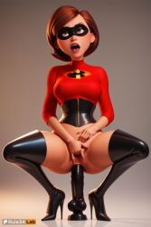 1girls ai_generated anal anal_dildo anal_insertion anal_masturbation anal_object_insertion black_dildo black_footwear black_thighhighs boots bottomless breasts brown_eyes brown_hair corset dildo dildo_in_ass dildo_insertion dildo_riding disney domino_mask elastigirl female female_masturbation female_only full_body helen_parr hi_res high_heel_boots high_heels lips mask masturbation medium_breasts nail_polish object_insertion open_mouth pixar pussy red_eyes red_nails red_shirt riding_dildo rule34lab shirt short_hair solo spread_legs squatting squatting_on_dildo stiletto_heels superhero superheroine teeth the_incredibles the_incredibles_2 thigh_boots thighhighs two_fingers_in_pussy veiny_dildo