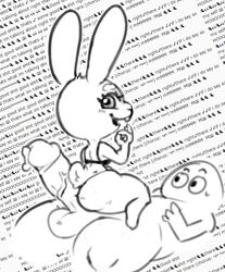 2016 anthro blush bra bunny_(zoobe) clothed clothing cum cum_drip dripping female fur lagomorph looking_at_viewer male mammal nervous open_mouth panties penis pepperchan rabbit smile straight sweat text underwear zoobe