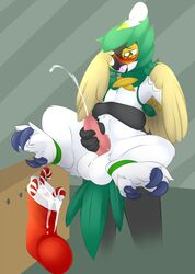 1boy ambiguous_gender anthro avian balls beak big_balls big_testicles camychan candy candy_cane christmas_stocking claws covering_face cum cumshot decidueye duo ejaculation embarrassed erection faceless_character feet food handjob interspecies lifted looking_pleasured male male_focus male_only nintendo open_mouth orgasm pattern_background penis pokemon pokemon_sm pokephilia reach_around sex simple_background solo_focus spread_legs spreading tapering_penis testicles tongue tongue_out video_games winged_arms wings