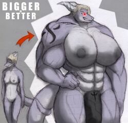 1futa abs anthro areola big_breasts big_penis black_penis breasts dickgirl dragon flaccid futanari horn huge_breasts huge_cock hyper hyper_muscles intersex kraken_(artist) muscular nipples penis sketch solo solo_futa standing wide_hips