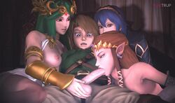 <1_second_video 1boy 3d 3girls animated areolae assisted_fellatio ball_fondling balls balls_deep big_breasts blue_hair breasts crossover deepthroat earrings fellatio female fire_emblem fire_emblem_awakening foursome fugtrup highres human kid_icarus large_breasts link link_(twilight_princess) lucina_(fire_emblem) male multiple_girls nintendo nipples no_sound oral palutena penis pointy_ears princess_zelda sex shorter_than_10_seconds source_filmmaker straight super_smash_bros. teamwork the_legend_of_zelda twilight_princess video voyeur watching zelda_(twilight_princess)