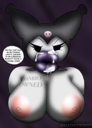 2026 :o angry angry_expression background big_lips bimbo_lips bimbofication breasts breasts_out bust chest color colored cum cum_on_lips degradation disgusted dot_eyes hat hi_res huge_lips kuromi lips looking_at_viewer napstasoul nipples purple_lipstick sanrio thick_lips white_skin