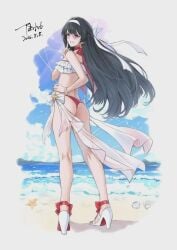 1girl ass astra_yao beach bikini dated long_hair solo solo_female solo_focus zenless_zone_zero