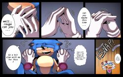 sonic_(series) sonic_the_hedgehog rouge_the_bat oninsfw 1girls 1boy 1boy1girl holding_hands hands female male female_on_top strap-on strapon about_to_pound_the_fuck_outta_em snarky 2026 comic comic_page comic_panel femdom dominant_female submissive_male power_bottom bottom_heavy_femboy male_on_bottom