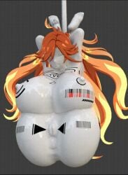3d barcode barton_(artist) bdsm bondage defeated_heroine drone droneification encasement genshin_impact hoyoverse latex latex_bodysuit legs_behind_head mavuika_(genshin_impact) mihoyo no_sound pretzel_pose pretzel_position tagme video what_the_fuck
