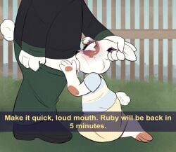 1boy 1boy1girl 1girls abuse abusive age_difference alternate_version_available anthro anthro_on_anthro anthro_only bigger_male black_shirt blowjob brown_markings brown_spots brown_toes bunny canon_x_oc clothed clothed_female clothes clothing creepypasta crying crying_with_eyes_open cub cub_female dani_(danisshippies) danisshippies dark_green_pants day daytime dialogue digital_media_(artwork) dress duo duo_anthro duo_furry ear_grab english english_dialogue english_text faceless faceless_character faceless_male female female_cub fence fred_(max_and_ruby_0004) furry furry_on_furry furry_only grabbing_ears grass green_clothing green_pants greenie_(artist) hetero kneeling lagomorph larger_male larger_male_smaller_female m/f male male/female male_on_female markings_(fur) max_and_ruby max_and_ruby_0004 no-human no_human no_humans non-human non-human_only noncon nonconsensual oc oc_x_canon ocxcanon on_knees only_furry open_mouth oral original_character outdoors outdoors_nudity outdoors_sex pants penis penis_down penis_in_mouth pink_inner_ear png rabbit saliva shirt shoes size_difference small_pupils smaller_female spots_(marking) straight tail tears text whiskers white_fur wide_eyed young younger_female