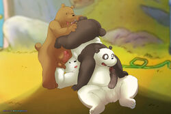 animal_genitalia anthro backsack balls bear cartoon_network erection furry grizzly_(character) grizzly_bear group group_sex humanoid_penis ice_bear lying male mammal naughty_face nude on_back on_top on_top_of open_mouth overweight overweight_male panda panda_(character) penis penis_backwards polar_bear sex sheath signature standing threesome tongue tongue_out ursofofinho vein veiny_penis we_bare_bears wide_eyed yaoi