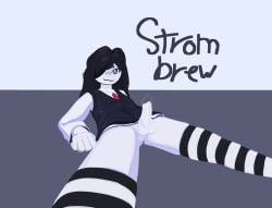 char:strombrew roblox 1man white_body black_suit red_tie one_eye_covered long_hair long_hair_male black_and_white_socks femboy dick dick_out erected_penis white_penis white_balls smug_smile first_porn_of_character tagme