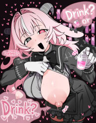 1girl 1girls 2026 2d 2d_(artwork) 2d_artwork absurdres animal_ears areola areolae big_breasts black_bow black_bowtie black_eyes black_nose blush blush_lines blushing bow bowtie breasts breasts_out clothed clothed_female clothing commentary commentary_request curvy curvy_figure demon demon_girl demon_horns demon_humanoid demoness dialogue drool drool_on_face drool_string drooling drunken_goddess_reflux english english_commentary english_dialogue english_text female female_only femme_soule fully_clothed gloves goat goat_demon goat_ears goat_girl goat_horns goat_humanoid hair_intakes heterochromia highres hiyoko_spot holding horns huge_breasts imminent_breast_sucking imminent_lactation large_breasts multicolored_eyes multicolored_hair nipples notched_ear offering_breastmilk offering_breasts offering_drink open_mouth pink_eyes pink_hair presenting presenting_breasts pukey_goddess_shot_trick saliva saliva_trail sidelocks solo solo_female speech_bubble streaked_hair sweat sweatdrop sweating sweaty sweaty_breasts text thick thick_thighs thigh_highs thighhighs thighs two-tone_eyes voluptuous voluptuous_female white_gloves white_hair