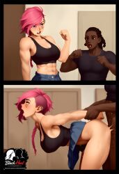 1boy 1girls 2d ai_generated arcane arcane_vi ass big_ass big_breasts black_heat_studios breasts cock_in_pussy cock_in_vagina dark-skinned_male erection female female_focus full_body hetero interracial large_penis league_of_legends penis penis_in_pussy penis_in_vagina sex smile sweat thick thick_thighs uncensored vaginal_penetration vaginal_sex vi