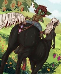 2026 animal_genitalia animal_penis anus balls black_body black_fur black_skin buttplug centaur clitoral_winking clitoris dildo dildo_in_vagina dildo_insertion drow duo ear_piercing elf equid equid_taur equine_anus equine_genitalia equine_penis european_mythology female freckles fur futa futa_centaur garden genitals goblin greek_mythology hair herm hi_res humanoid_taur intersex intersex/female looking_back mammal mammal_taur mythology penetration penis piercing plug_(sex_toy) reins sex_toy sex_toy_in_vagina sex_toy_insertion taur tongue tongue_out vaginal vaginal_penetration vein veiny_penis white_hair zuckergelee