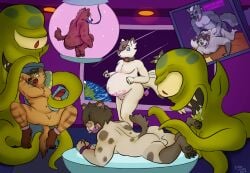 alien anal anal_penetration anal_probe anthro backsack balls bound canid canine canis earth erection fox genitals group hyena imminent_anal kang kodos lying male male/male mammal nude nullification on_back on_front penetration penis pickles-hyena planet pregnant pregnant_male sex space stasis wolf