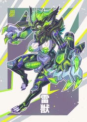 2026 alternate_species anthro balls big_breasts black_body black_fur breasts crazy_eyes cybernetic_arm cybernetic_leg cybernetic_limb cybernetics cyborg digital_drawing_(artwork) digital_media_(artwork) dreik_(drakeraynier) erection felid feline fur generation_7_pokemon genitals green_eyes green_hair green_nipples gynomorph hair hi_res humanoid_genitalia humanoid_penis intersex japanese_text jooshy legendary_pokemon machine mammal multicolored_body multicolored_fur mythical_pokemon neck_tuft nintendo nipples nude_anthro nude_gynomorph open_mouth penis pokemon pokemon_(species) solo text translation_request tuft two_tone_body two_tone_fur white_body white_fur zeraora