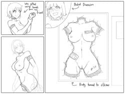 1girls amini artist_request bands naked objectification pocket_dimension quadruple_amputee silicone transformation